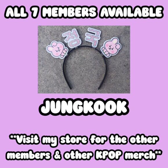 Suga BTS Headband KPOP Rhinestone Hair Banner Hangul Name Handmade
